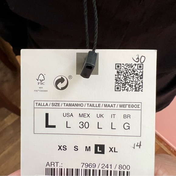 ZARA Fitted Draped Top Rouched Long Sleeve Black - Picture 13 of 15